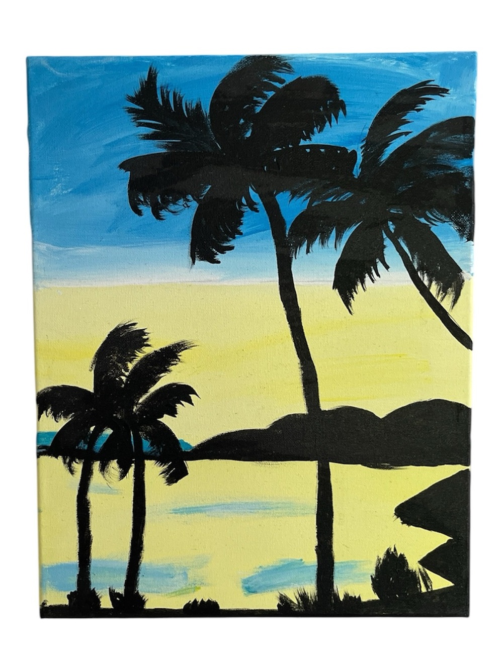 Original Hand Painted Palm Tree Canvas Tropical Coastal Beach Wall Art